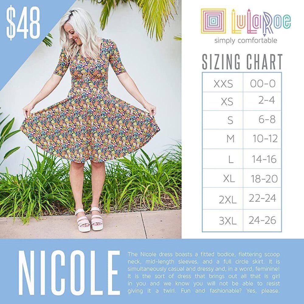 LuLaRoe Nicole Dress - Size Medium (10-12) NWT - Picture 3 of 12